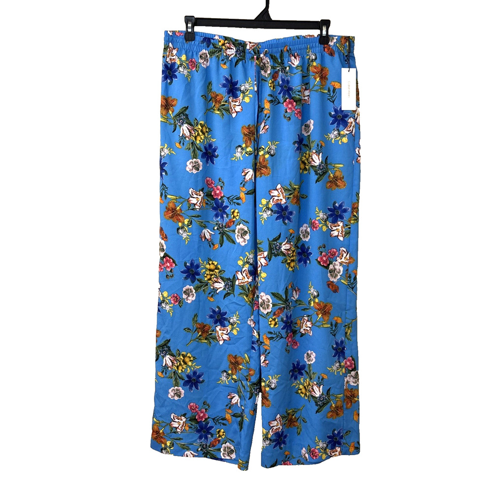 Calvin Klein Women's Tropical Wide Leg Floral Multi-Color Palazzo Pants, Size XL